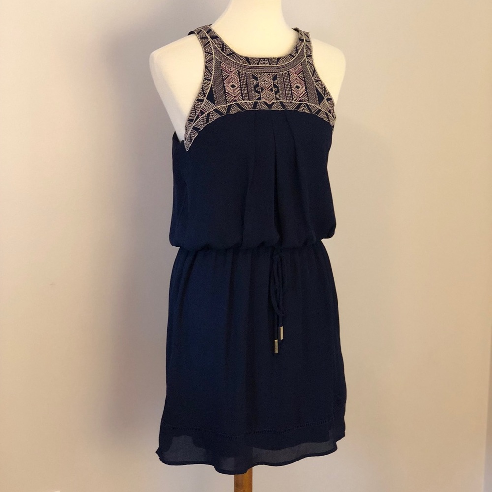 Jodi Kristopher- navy embroidered dress